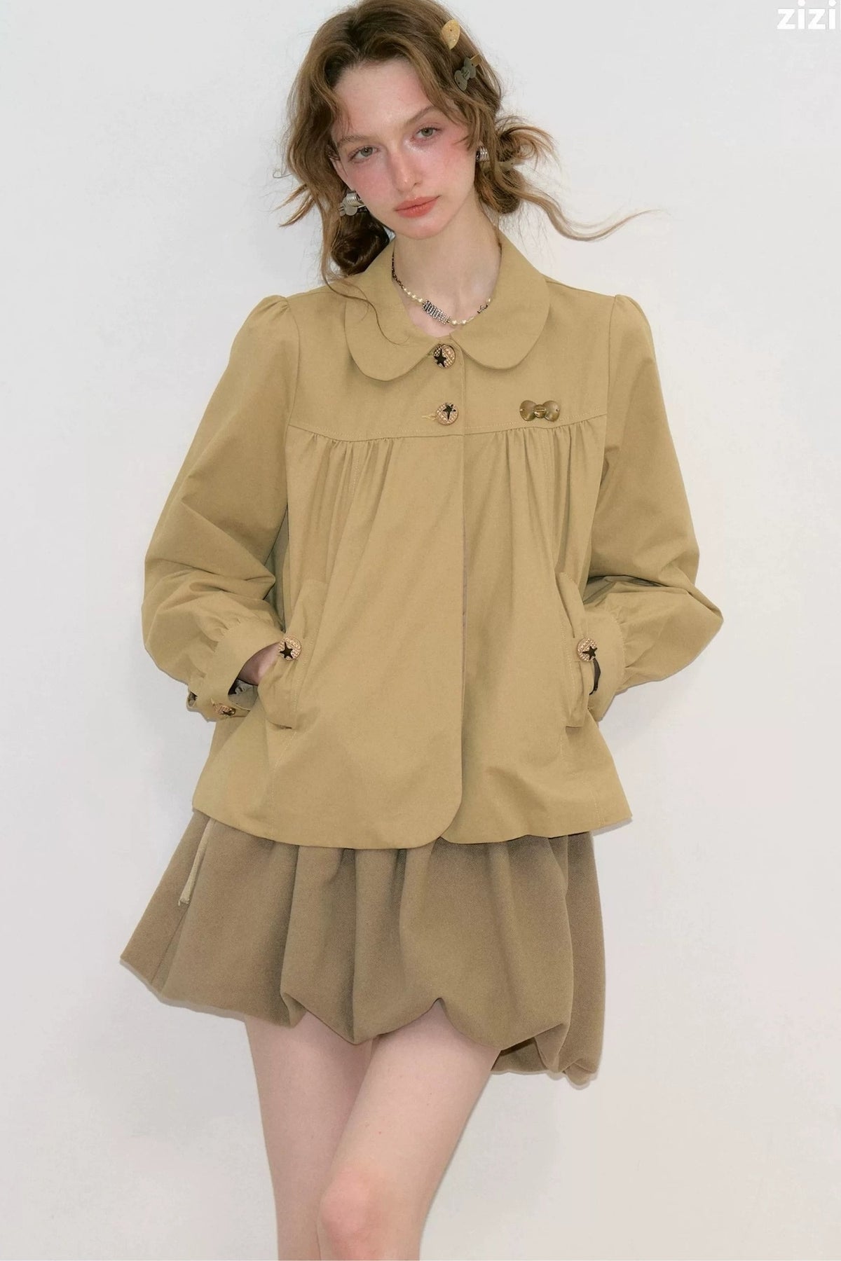 Khaki Doll Collar Jacket