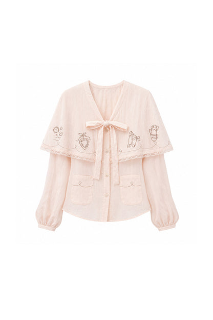 Pink Hand-Painted Cape Shirt