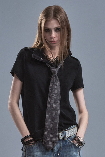 Distressed Pique Texture T-Shirt