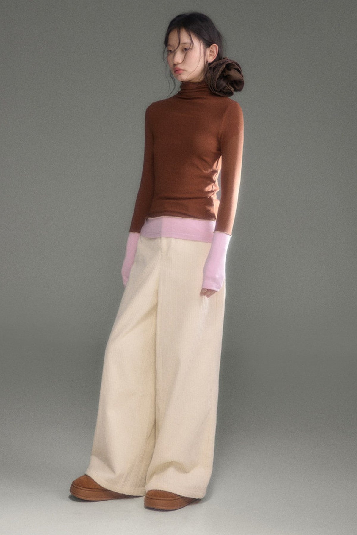 Wool Blend Color-Block Knit Top