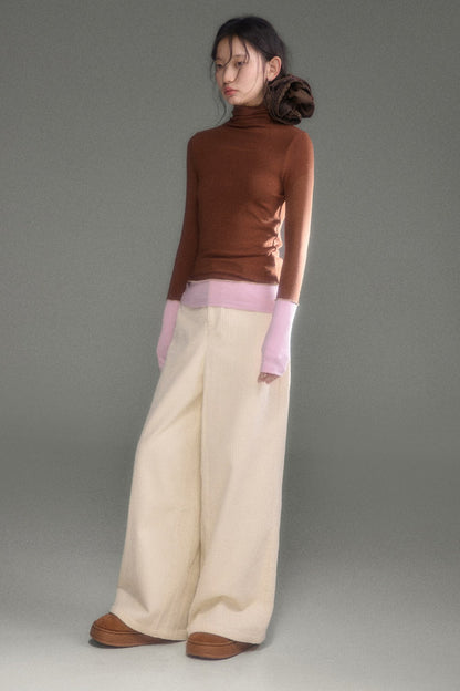 Wool Blend Color-Block Knit Top