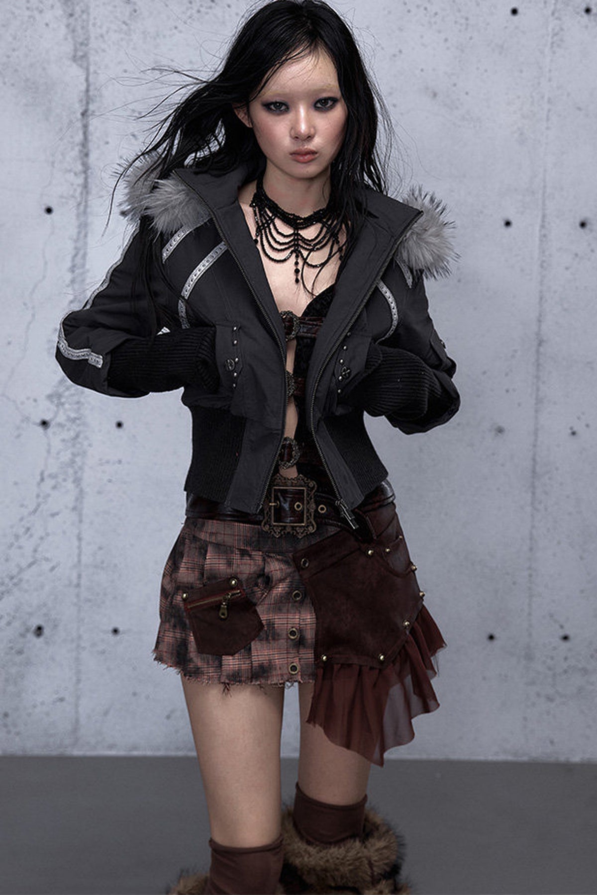Hooded Fur Collar Parka Outer