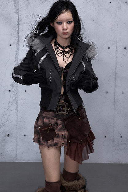 Hooded Fur Collar Parka Outer