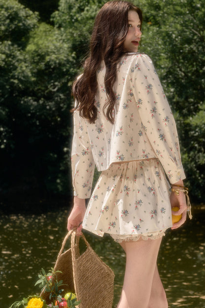 Floral Print Shirt and Culottes Set-Up