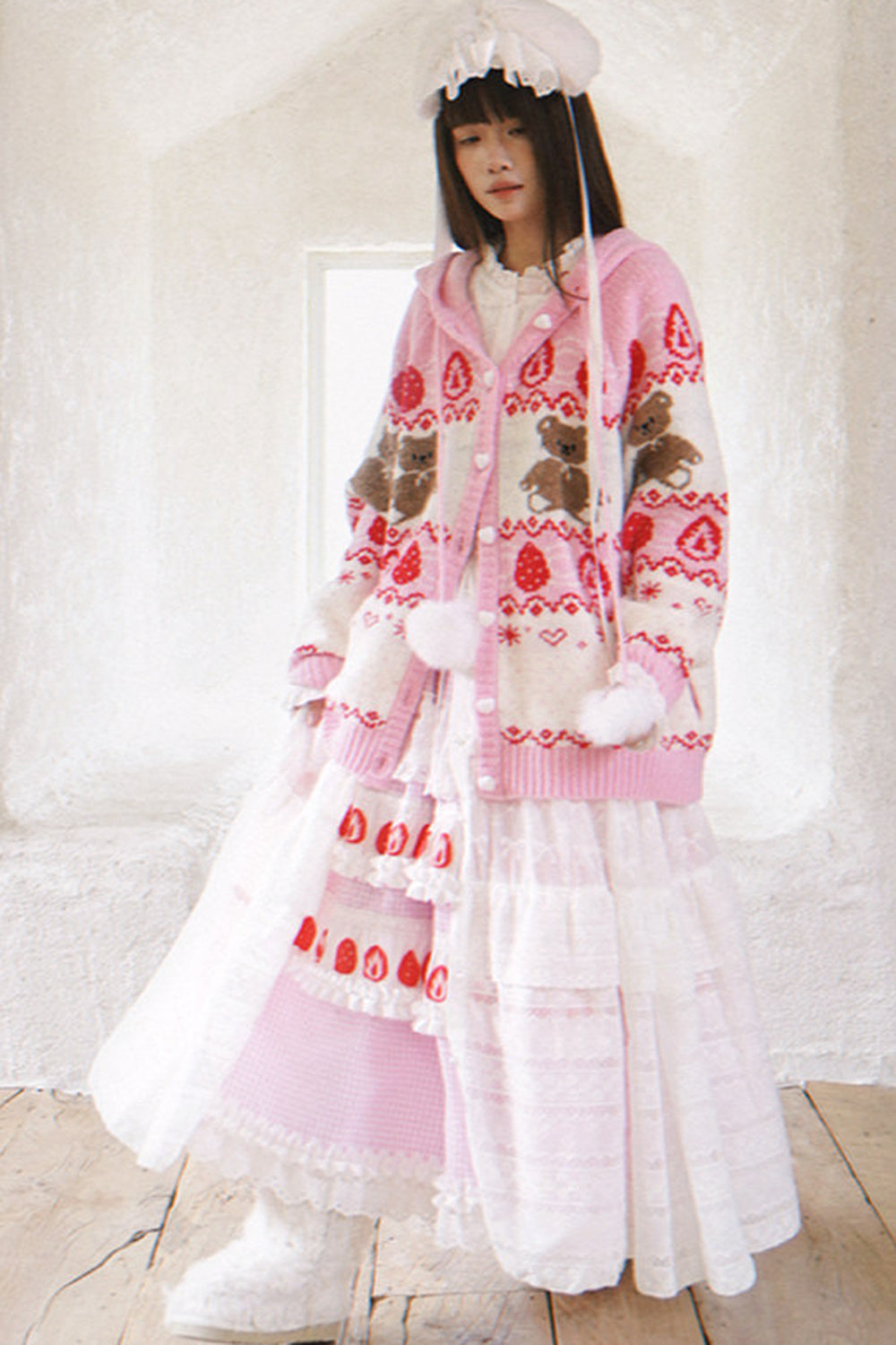 Strawberry Bear Fair Isle Cardigan