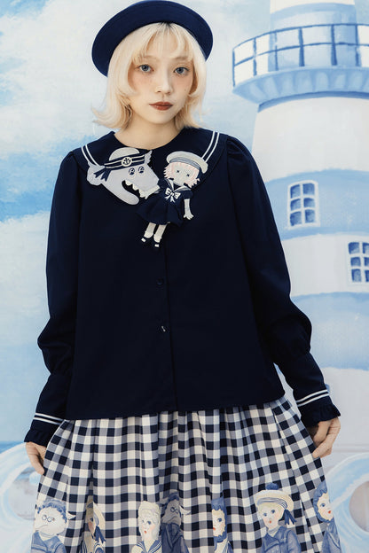 Fairy Tale Wolf Sailor Collar Shirt