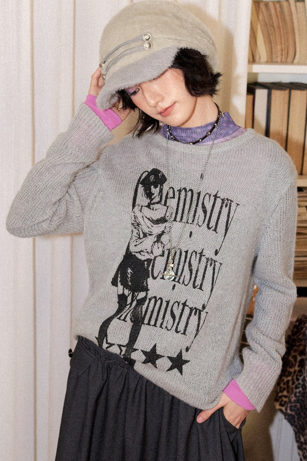 Pullover mit Rundhalsausschnitt aus Wollmischung