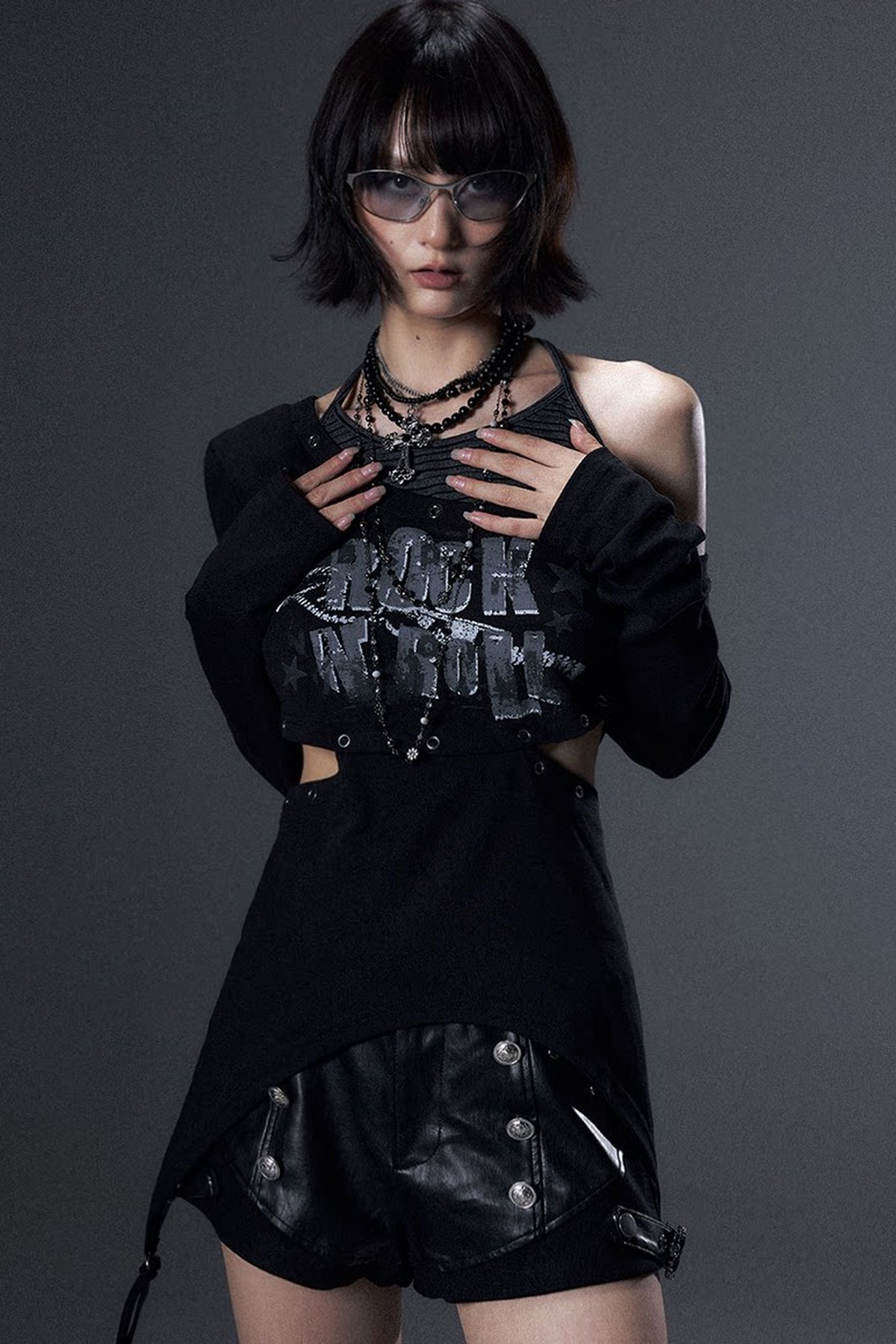 Cut-Out Asymmetrical Rock T-Shirt