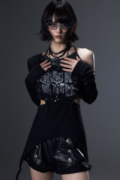 Cut-Out Asymmetrical Rock T-Shirt