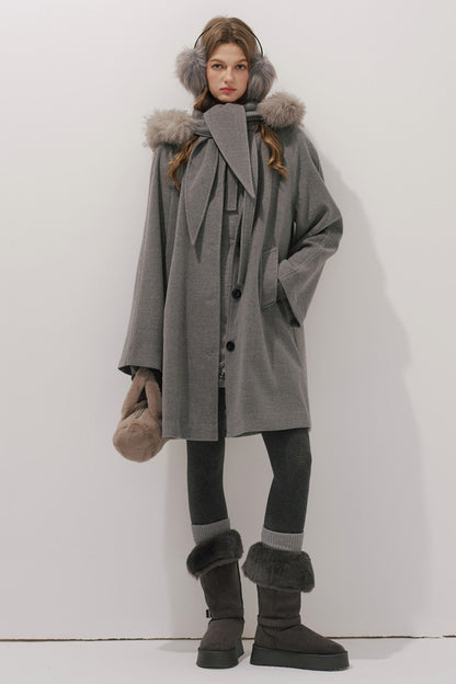 Fur Collar Wool Coat