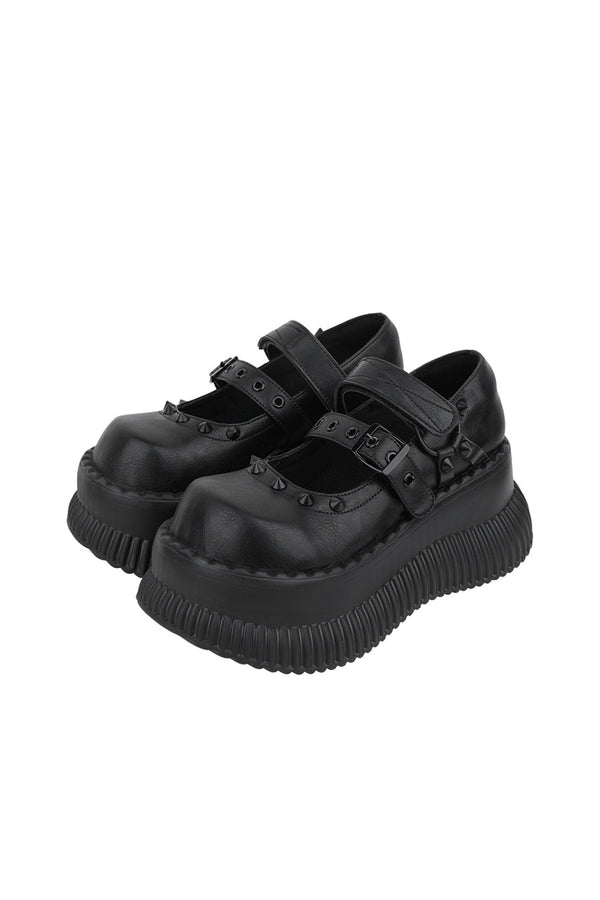 Studded 7cm Height-Increasing Platform Mary Jane Shoes