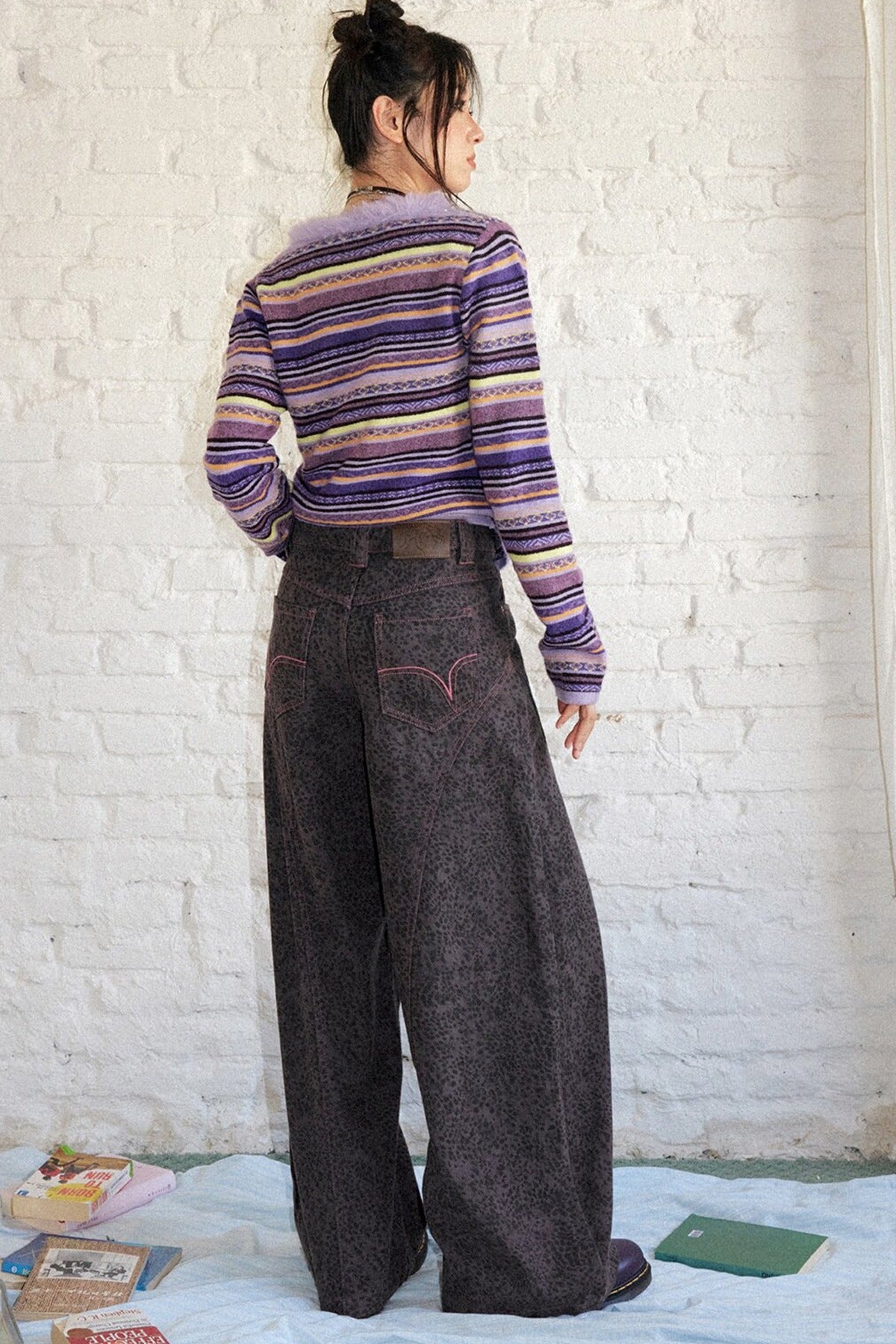High-Waisted Leopard Print Jeans