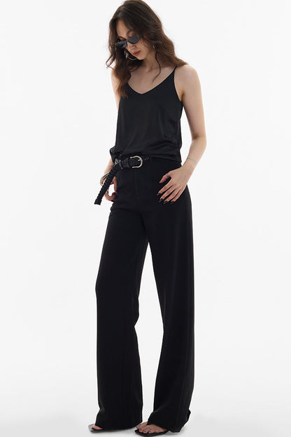 Straight-Leg Floor-Length Suit Pants