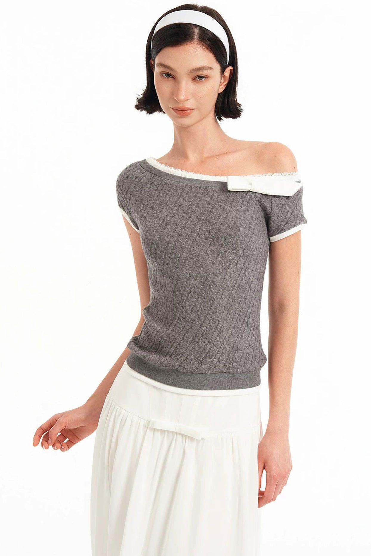 Asymmetrical Bow-Knot Knit Top