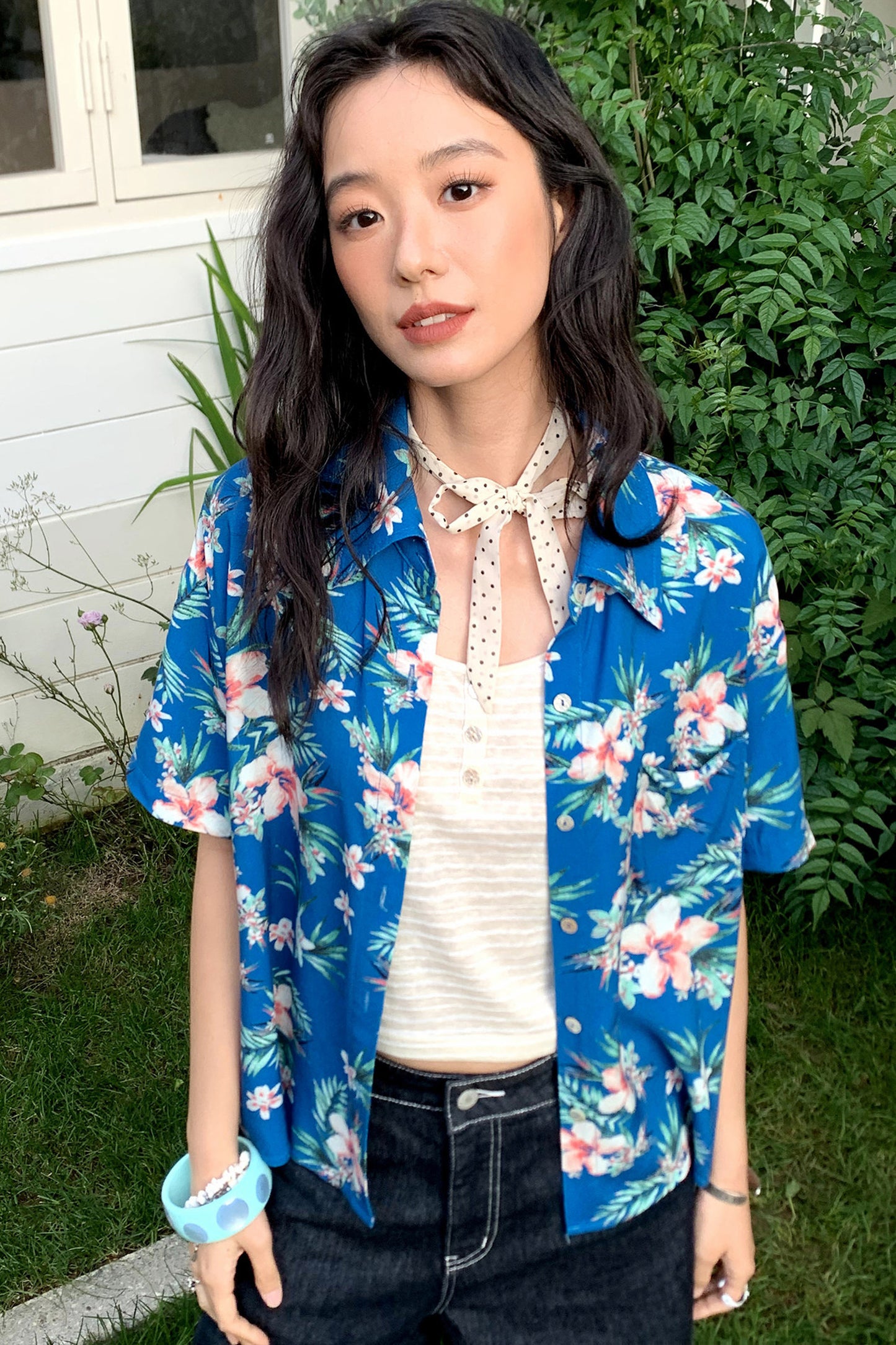 Bougainvillea Print Summer Blouse