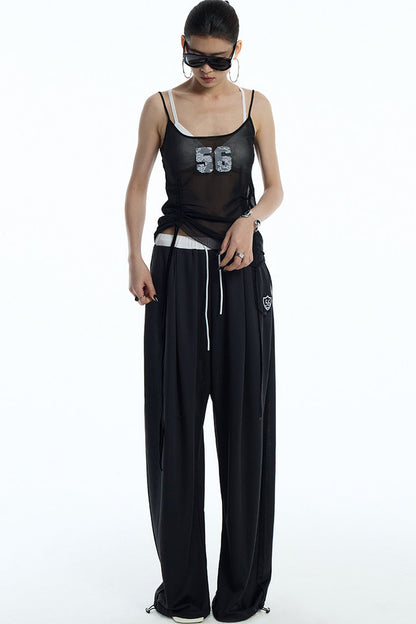Black White Color-Block Sports Pants
