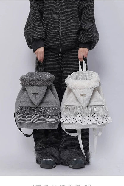 Furry Pleated Ballet Backpack