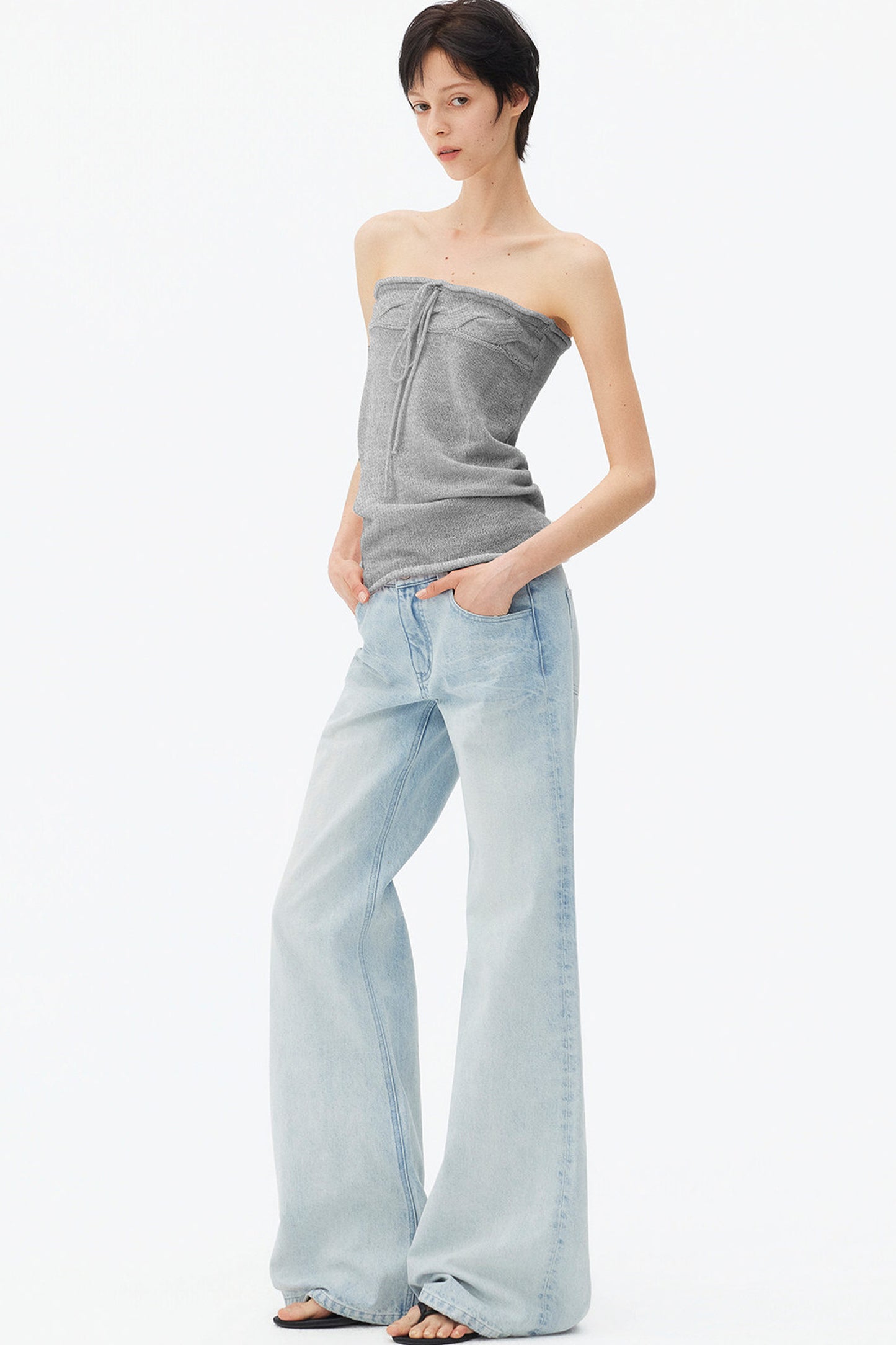 Light Blue Wide-Leg Denim Pants