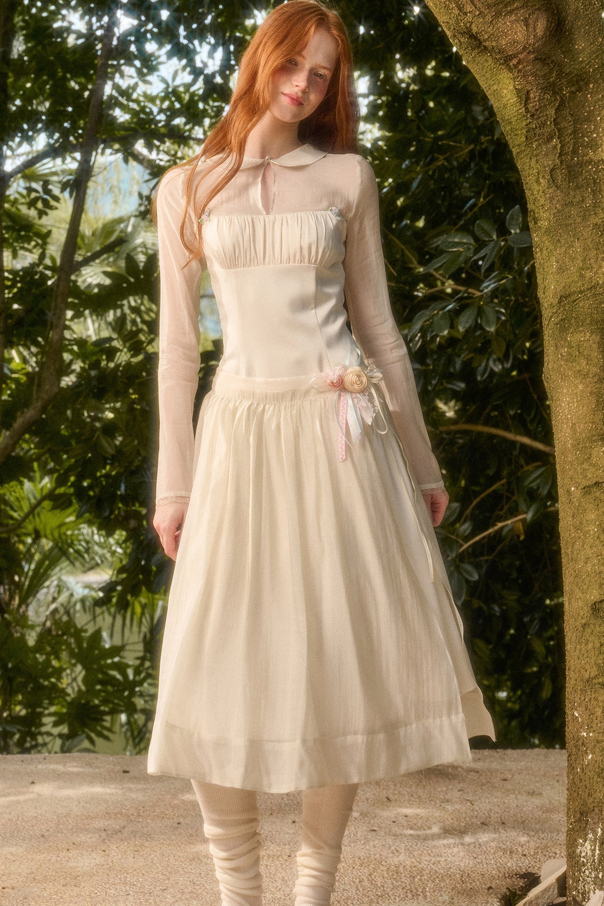 Satin Tencel Lapel Dress Set-Up