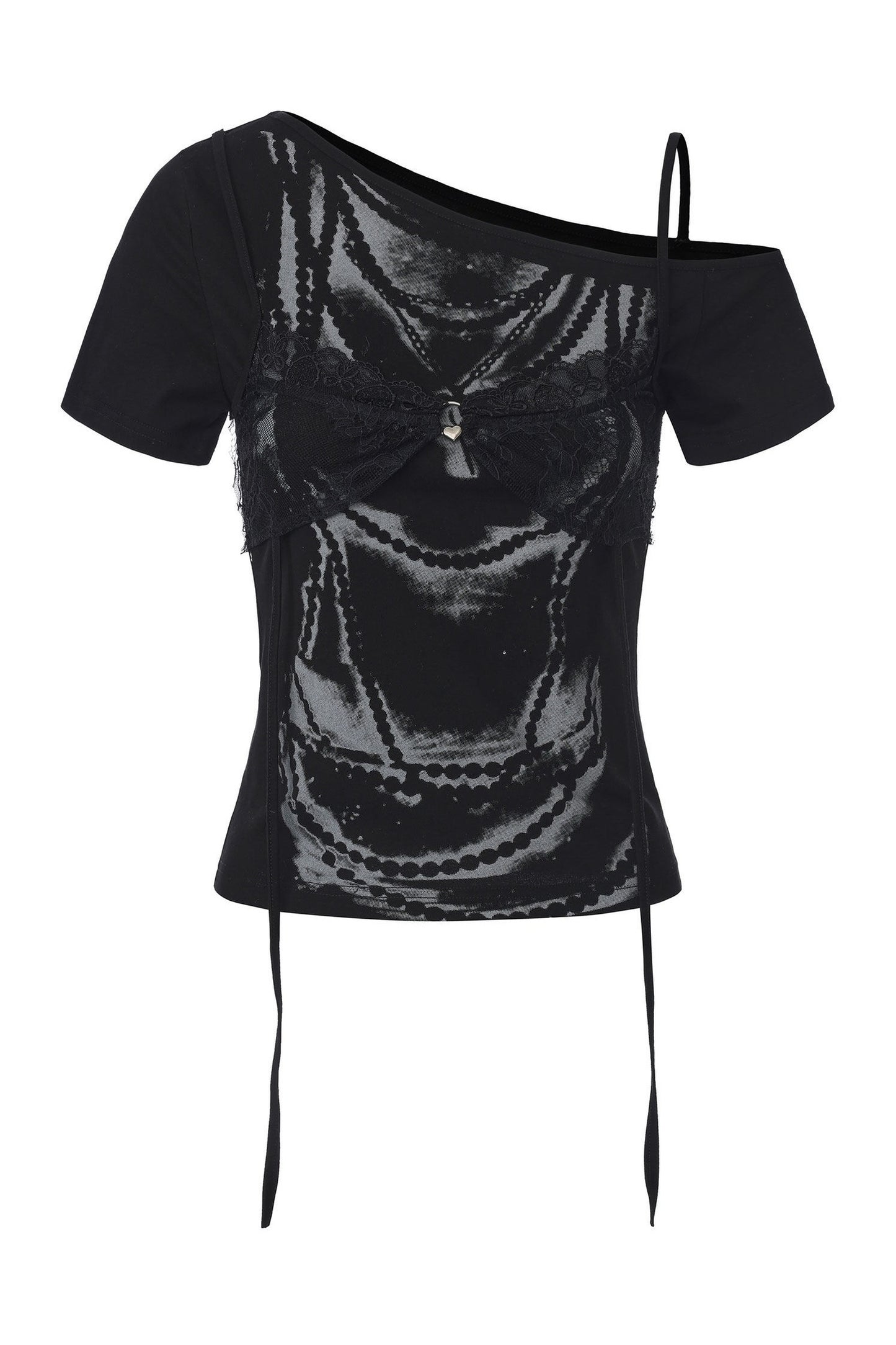 Lace Spliced Layered T-Shirt