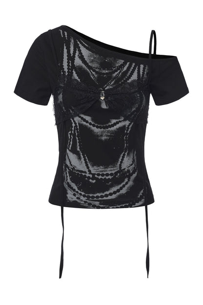 Lace Spliced Layered T-Shirt