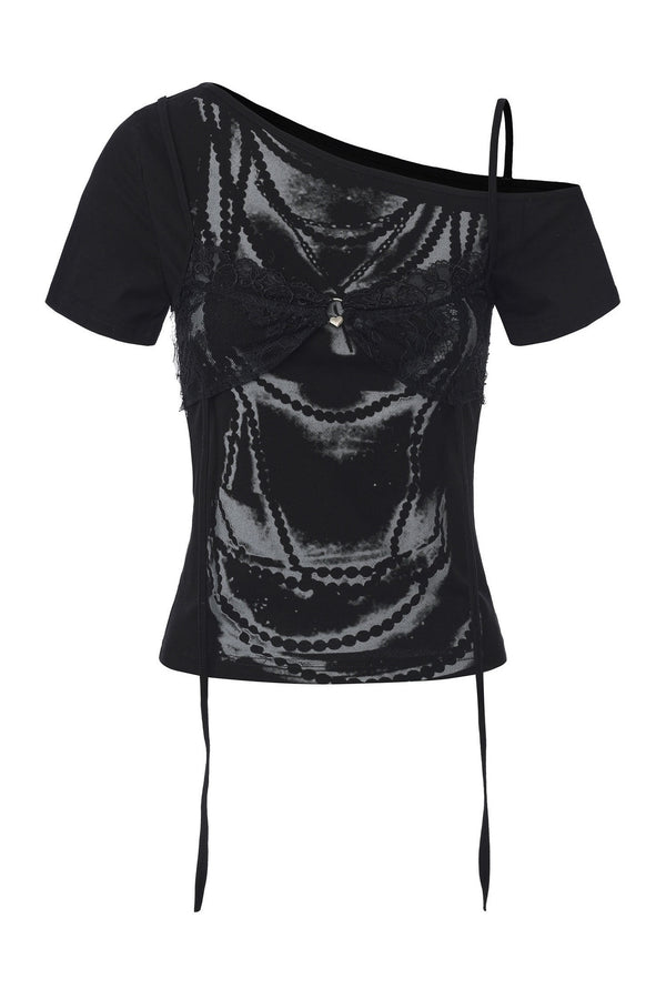 Lace Spliced Layered T-Shirt