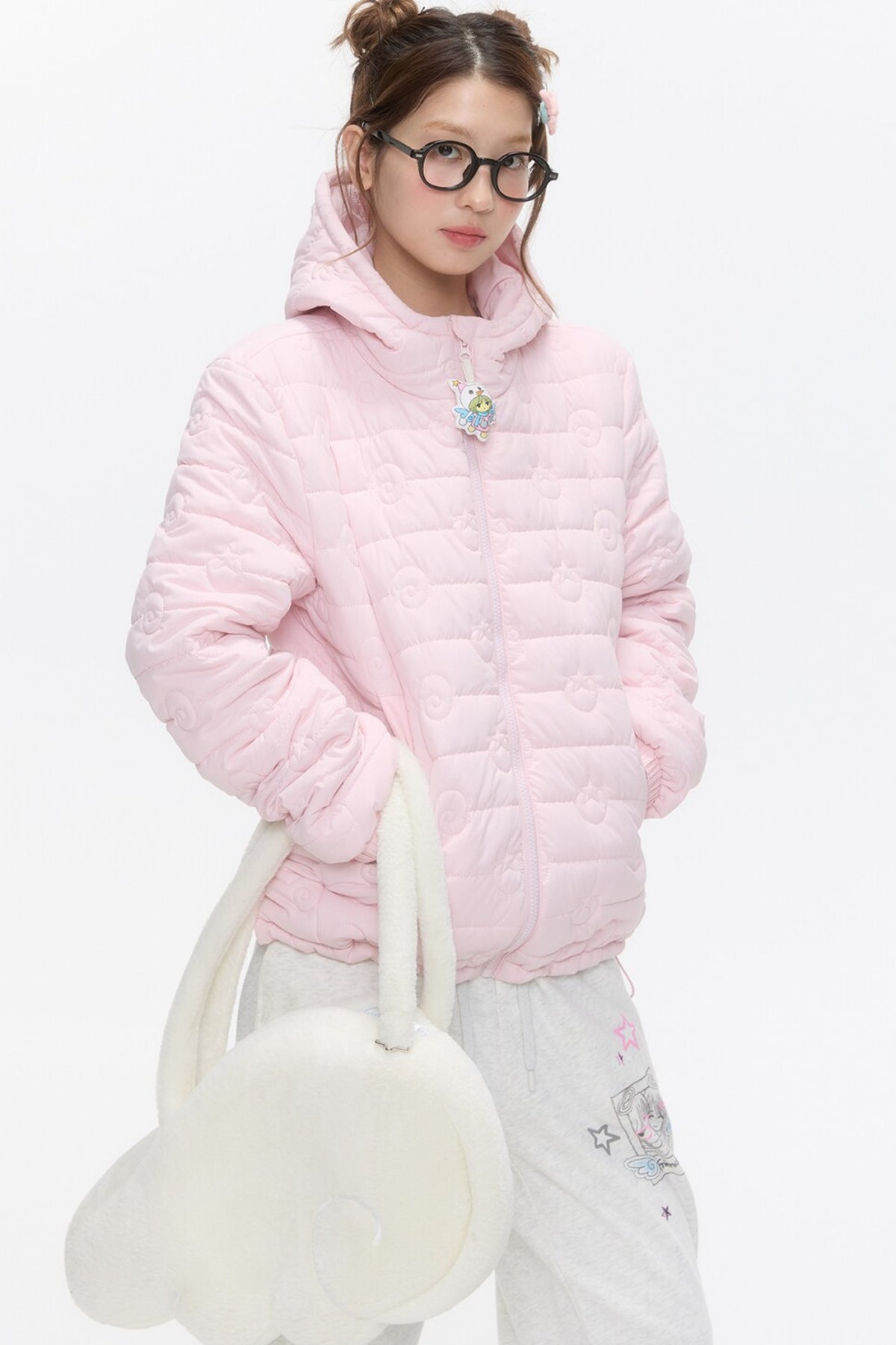 Strawberry Swirl Quilted Hooded Jacket