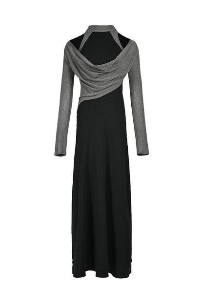 High-Elastic Spliced Pleated Long Dress