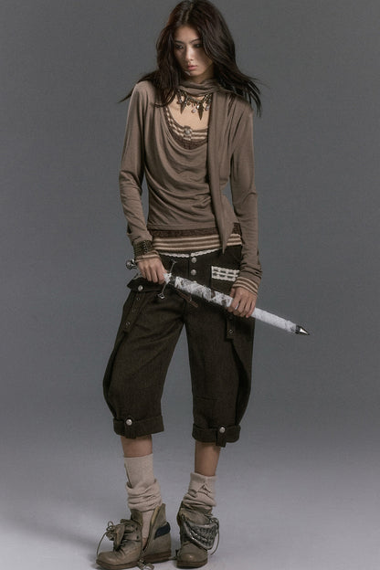 Langarmshirt im Lagenlook mit Spitzen-Patchwork und Streifen