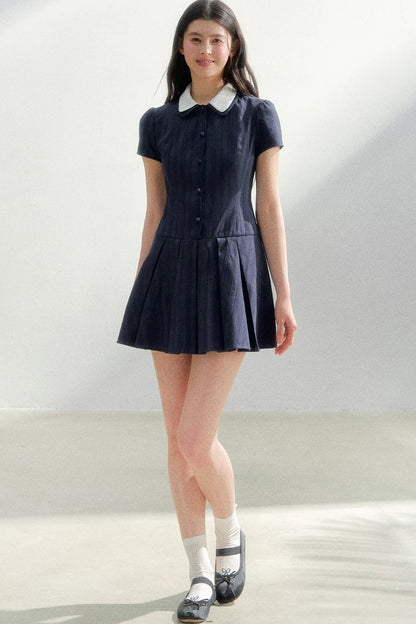 Retro Navy Shirt Dress