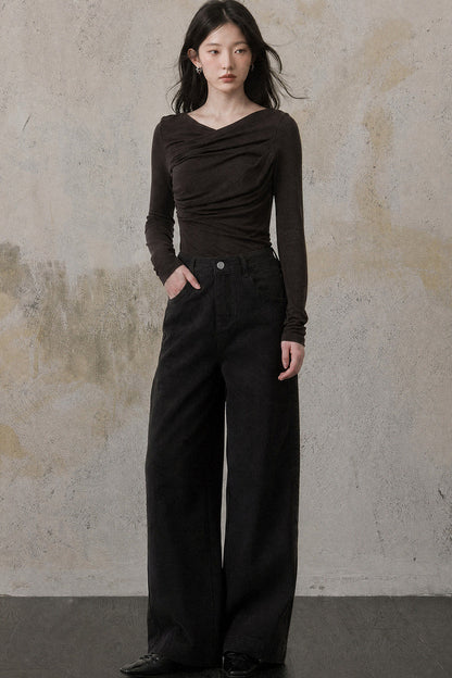 Chestnut Brown Straight Pants