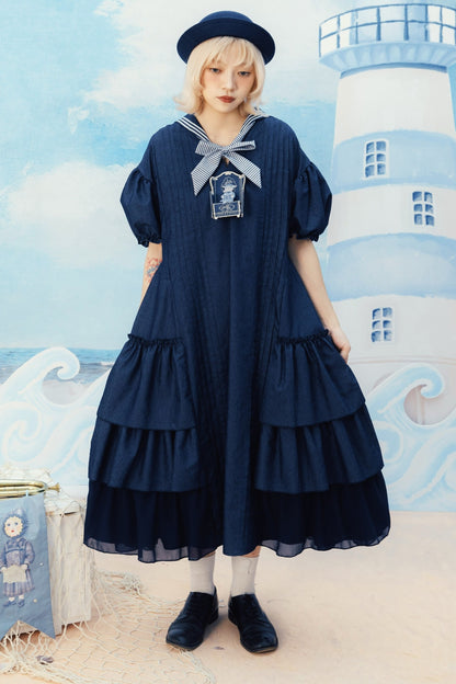 3D Sofa Embroidered Denim Dress