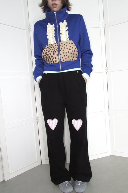 Heart Patch Wide Leg Sweatpants