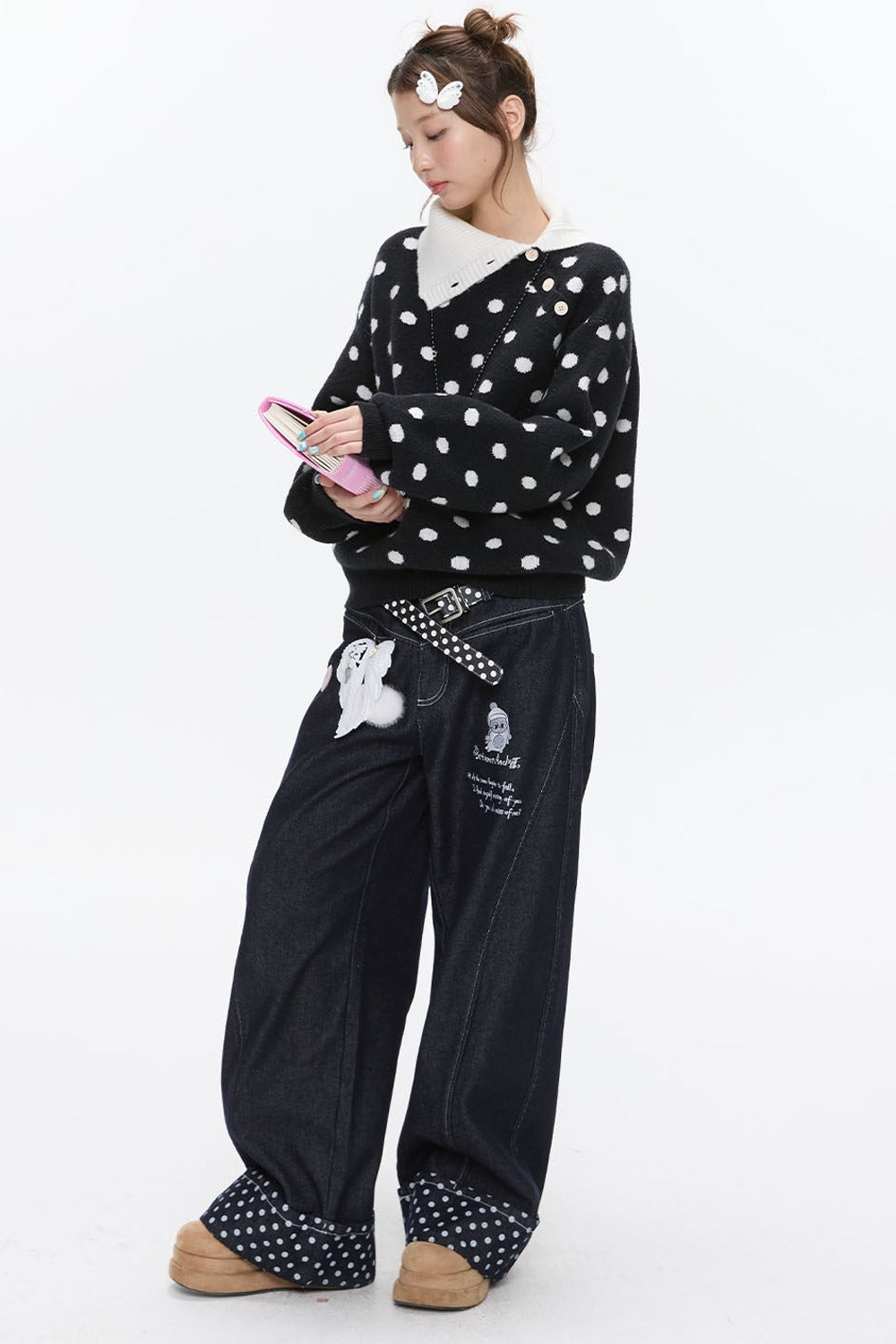 Black Sugar Bobo Vintage Slanted Placket Sweater