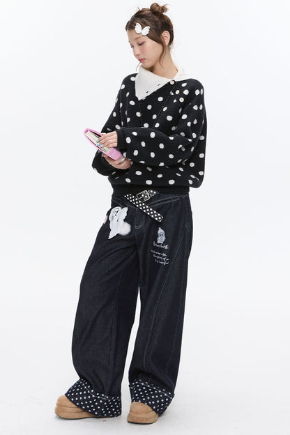 Black Sugar Bobo Vintage Slanted Placket Sweater