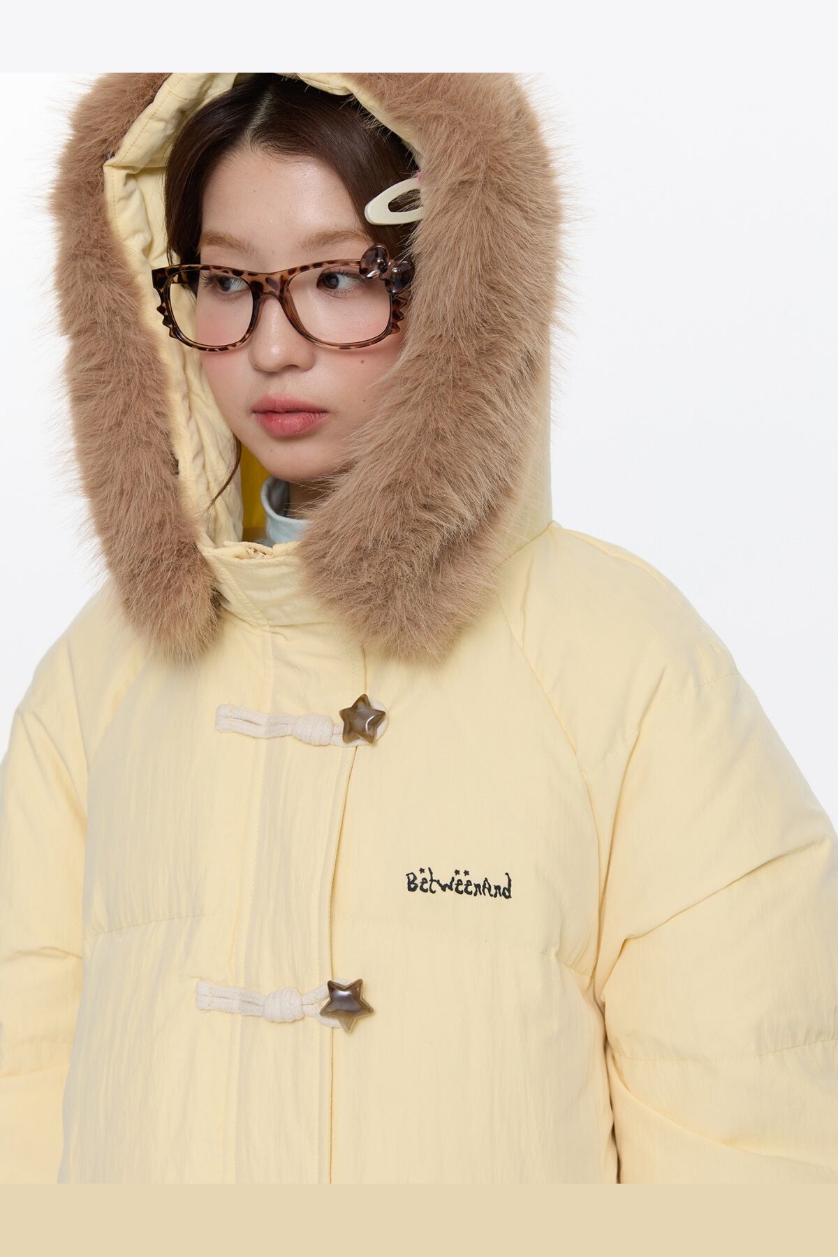 Cream Yellow Horn Button Down Coat