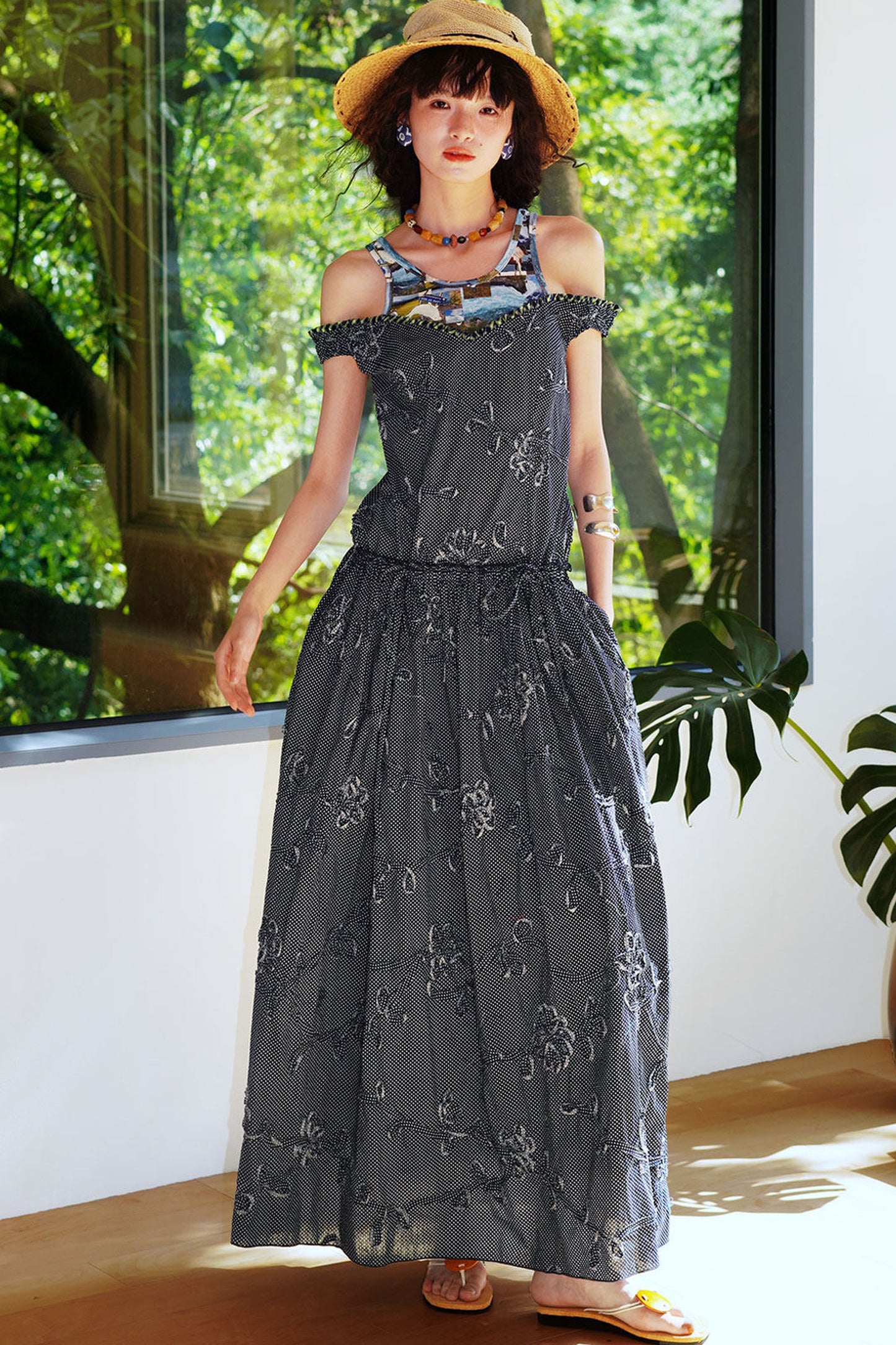 Vacation Polka Dot Embroidered Dress
