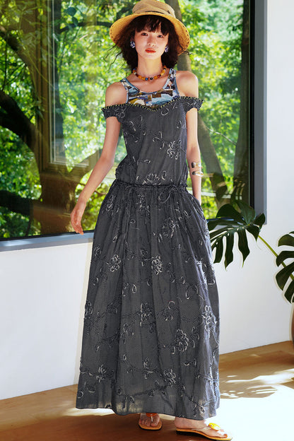 Vacation Polka Dot Embroidered Dress