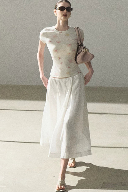 Lyocell Linen Texture A-Line Skirt