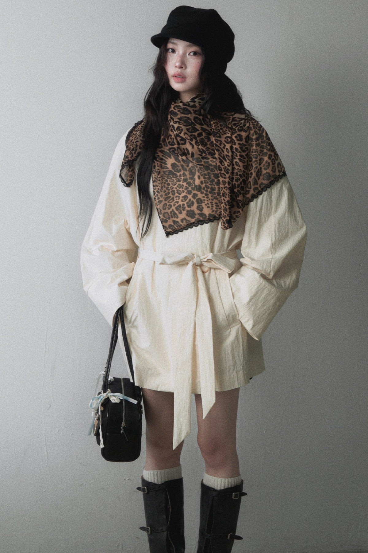 Light Yellow Belted Short Trench Coat