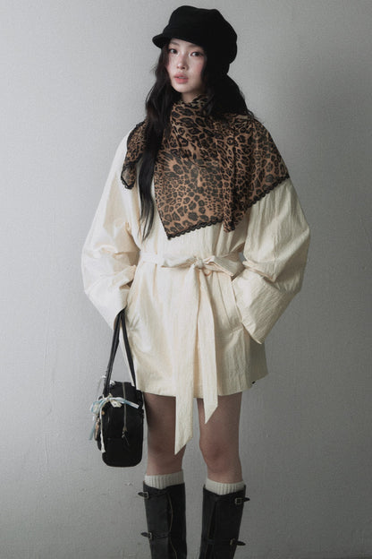 Light Yellow Belted Short Trench Coat
