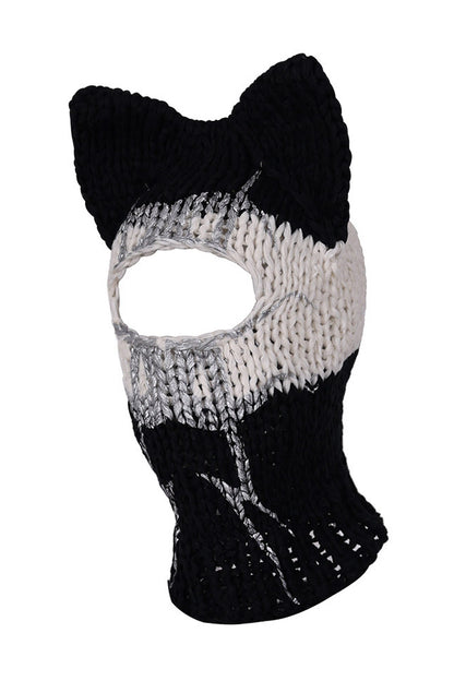 Cat Ear Striped Knitted Balaclava