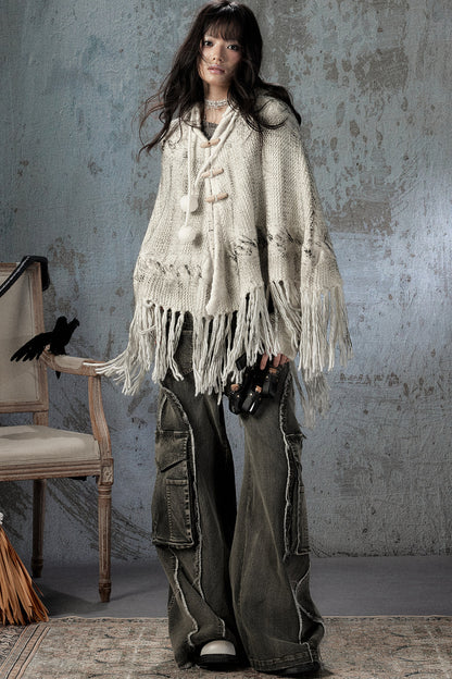 Knitted Hooded Cape