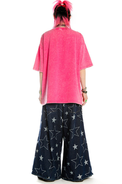 Blusa rosa Barbie Y2K dopamina effetto tintura annodata