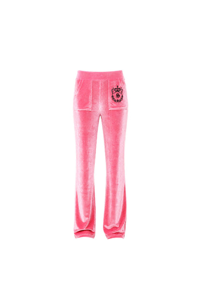 Glossy Velvet Hooded Tracksuit Set-Up