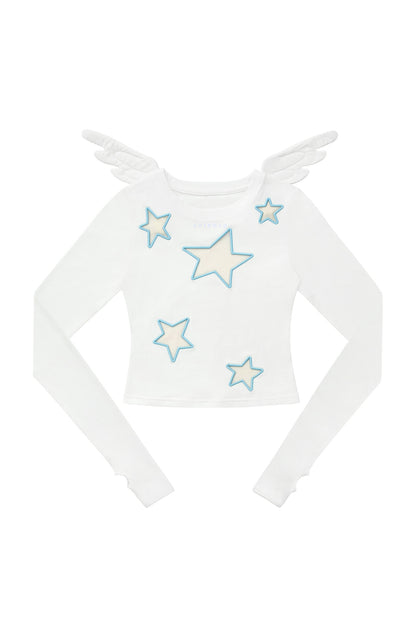 Angel Wings Star Cutout Long-Sleeve Top