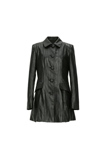 A-Line Long Leather Coat