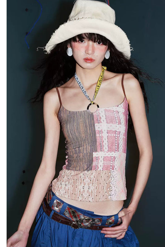 Retro Print Halter Camisole Top