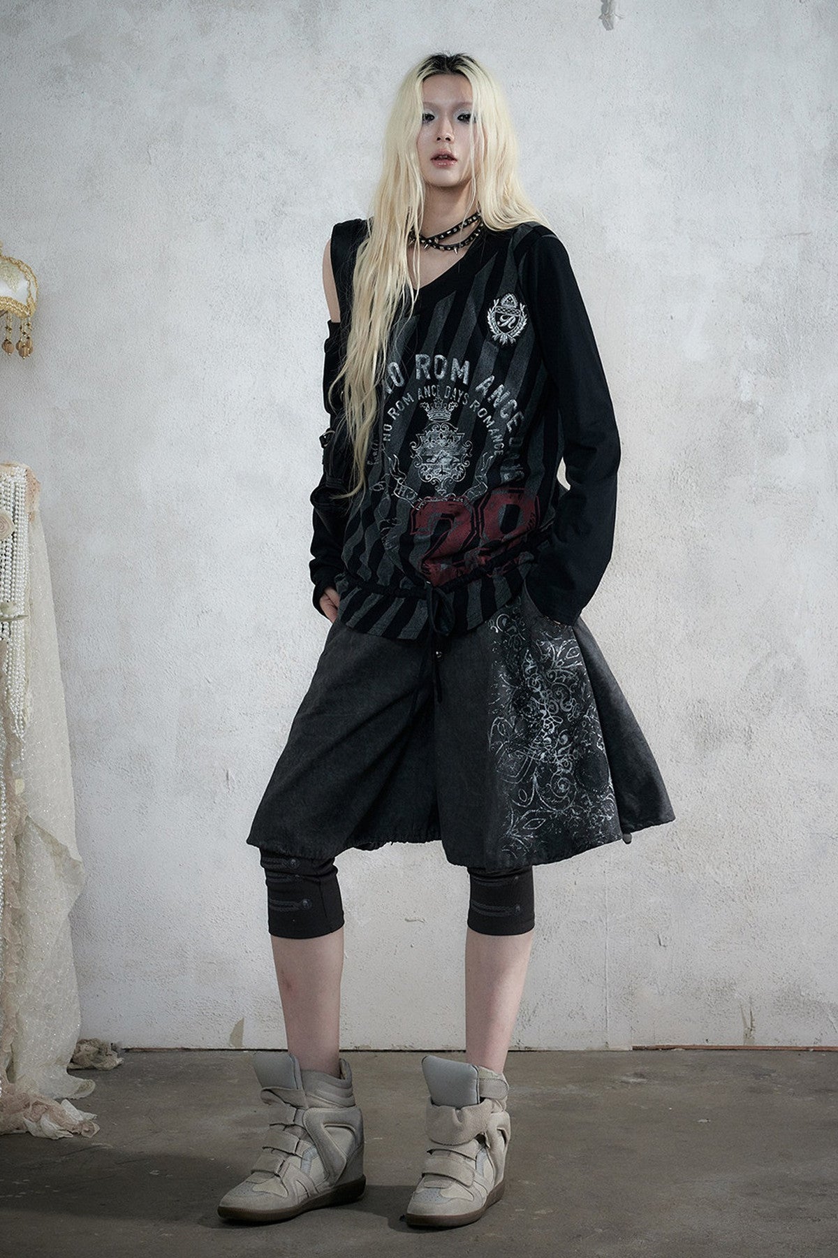 Punk Print Layered-Look Skirt