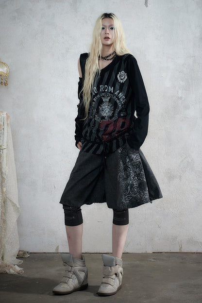 Punk Print Layered-Look Skirt